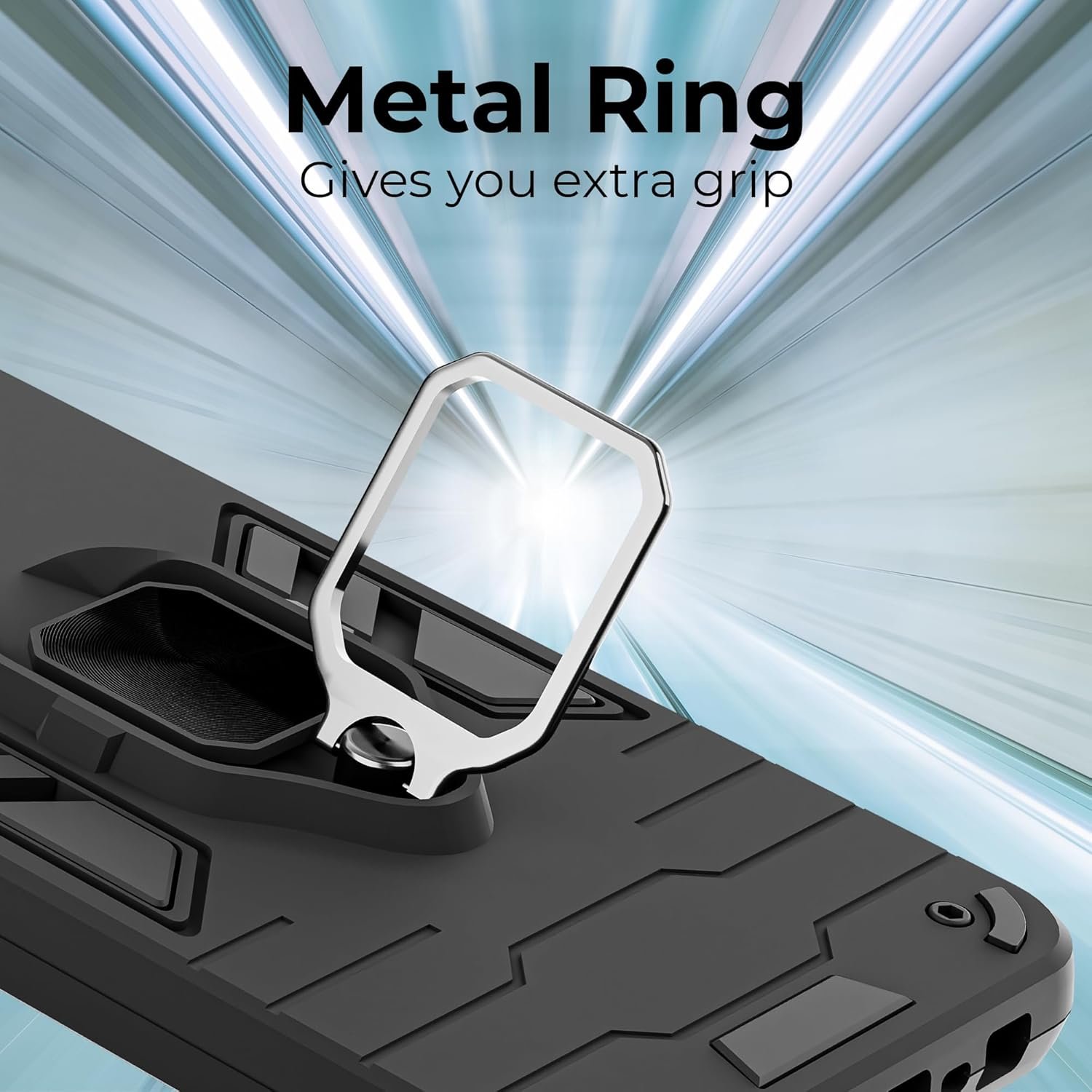 A rtistque Armor Back Case Cover for Vivo T4x 5G/ iQoo Z10x 5G/ Vivo Y31 Pro 5G | Stylish Ring Holder & Inbuilt Stand | Shockproof TPU Protective Design | 360 Degree | Vivo T4x 5G Back Cover - Black - Image 4