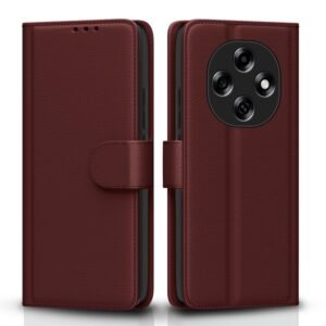 Outlouders Flip Cover for Oppo F31 Pro 5G | Leather Finish | Card Slots | Wallet Stand | Shockproof Protection Flip Case (Brown)
