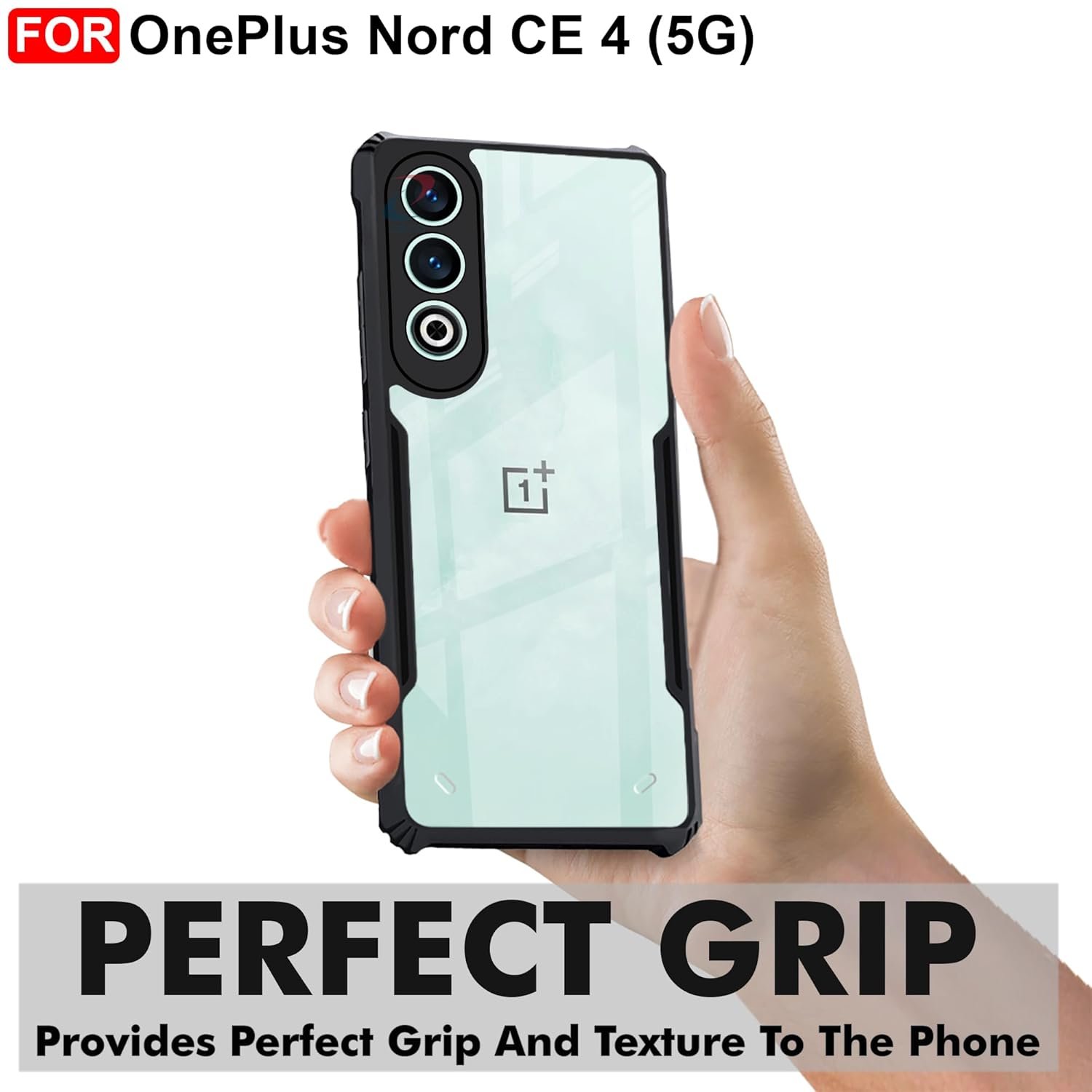 CEDO OnePlus Nord CE4 / CE 4 (5G) Back Case Cover | Camera Protection Shockproof Bumper-Edge | Acrylic Crystal Clear 360 Degree Protection TPU+PC | Transparent Eagle Back Case Cover (Black) - Image 2
