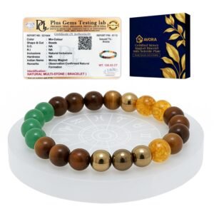 AVORA Sampurn Dhan Combo with Money Magnet & Selenite Charging Plate | Citrine, Jade, Tiger Eye & Pyrite Crystal Bracelet for Wealth, Luck & Prosperity | Unisex Spiritual Gift Set