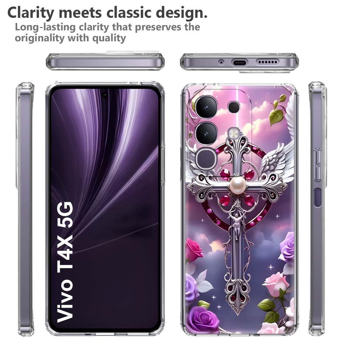 Fashionury Back Cover for Vivo T4x 5G Designer, Printed,Transparent,Flexible, Silicon -D1174 - Image 4