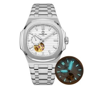 Carnival Premium Brand Square Watch Analog Multi Dial Quartz Multifunction Fashion Chrono Gold Steel Material|Gold Color Band