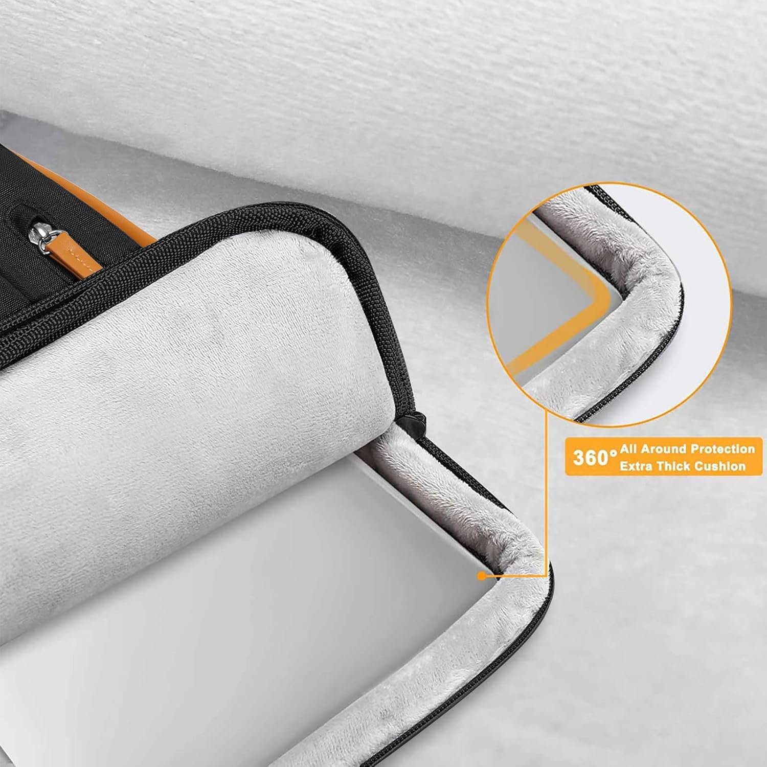 MOSISO 360 Protective Laptop Case 13.3 inch, 13-13.3 inch Laptop Sleeve Compatible with MacBook Air/Pro 13 / Pro 14,HP Dell Acer ASUS,Side Open Carrying Case with 4 Zipper Pockets&Handle, Black - Image 3