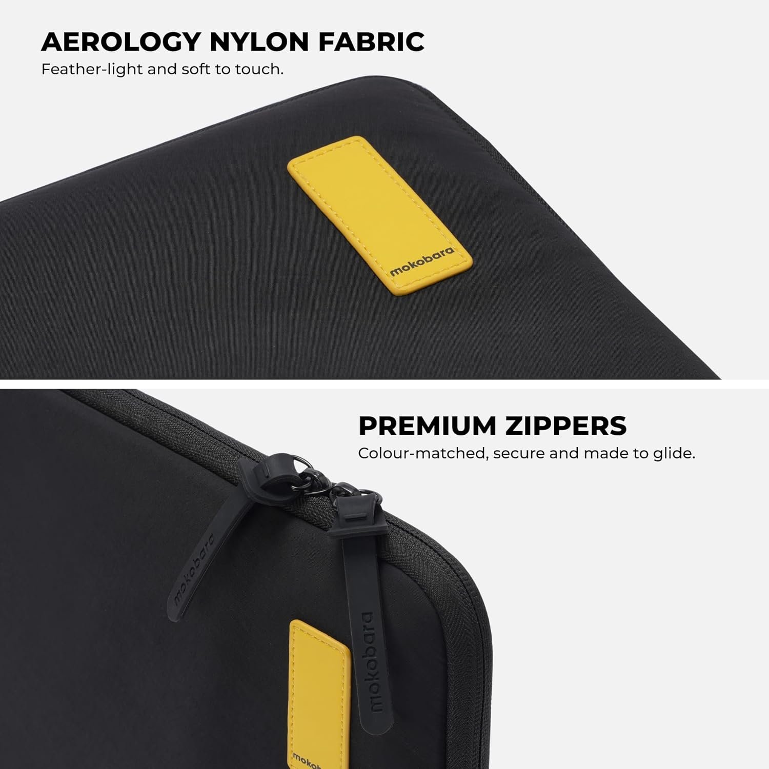 MOKOBARA Aisle Laptop Sleeve | Small | Aerology Nylon | Compatible with 14" Laptops/MacBook | Lightweight Sleeve with Soft Microsuede Lining & Premium Zip Closure | Money Moves (Black) - Image 5