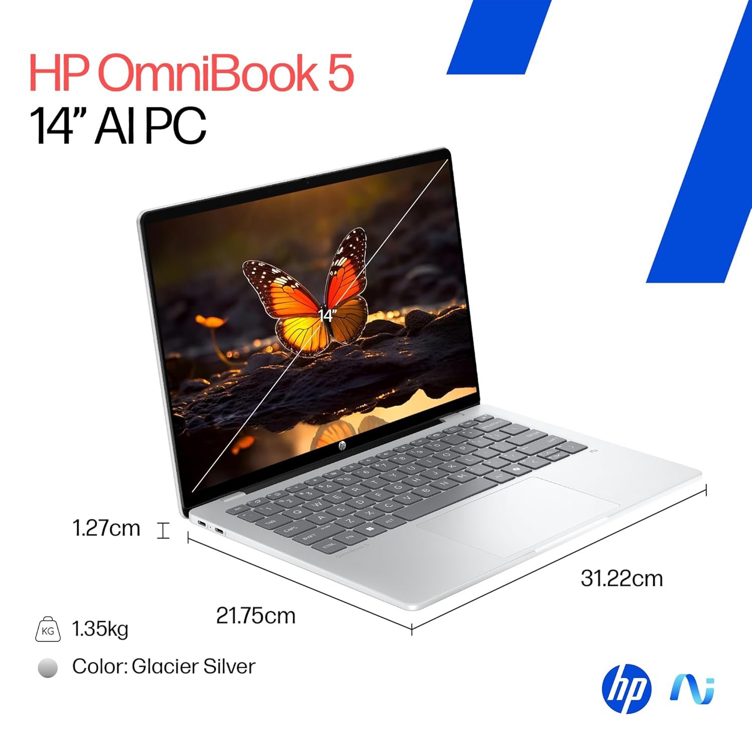 HP OmniBook 5 OLED (Previously Pavilion), Snapdragon X Processor (16GB LPDDR5x, 512GB SSD) 2K, 14''/35.6cm, Win11, M365 Basic(1yr)* Office24, Silver, 1.35kg, he0014QU, Light-Weight, Next-Gen AI Laptop - Image 16