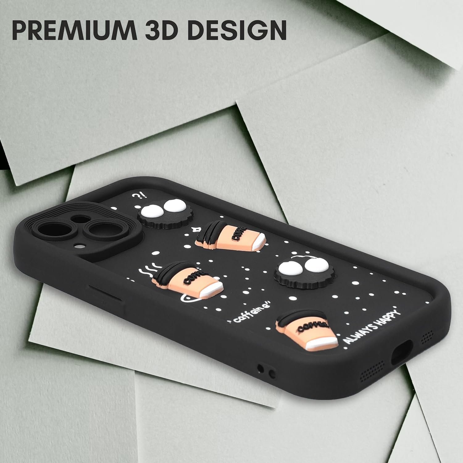 amazon basics Back Case Cover Compatible for OnePlus Nord CE4 Lite 5G | Cute Fun Cartoon 3D Ball | Coffee Silicone Case | Camera Protection | Body Protection | Shock Proof | Color Black | Pack of 1 | - Image 4