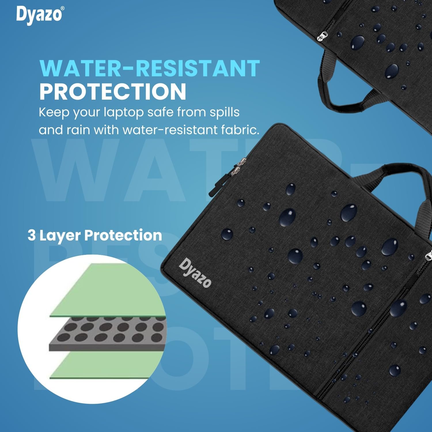 Dyazo 13.3 Inch Slim Laptop Carry Sleeve with Front Pocket & Charger Pouch | Protective Water-Resistant Case Cover | Compatible for MacBook Air/Pro, HP, Dell, Lenovo, Asus & Other Notebooks (Black) - Image 6