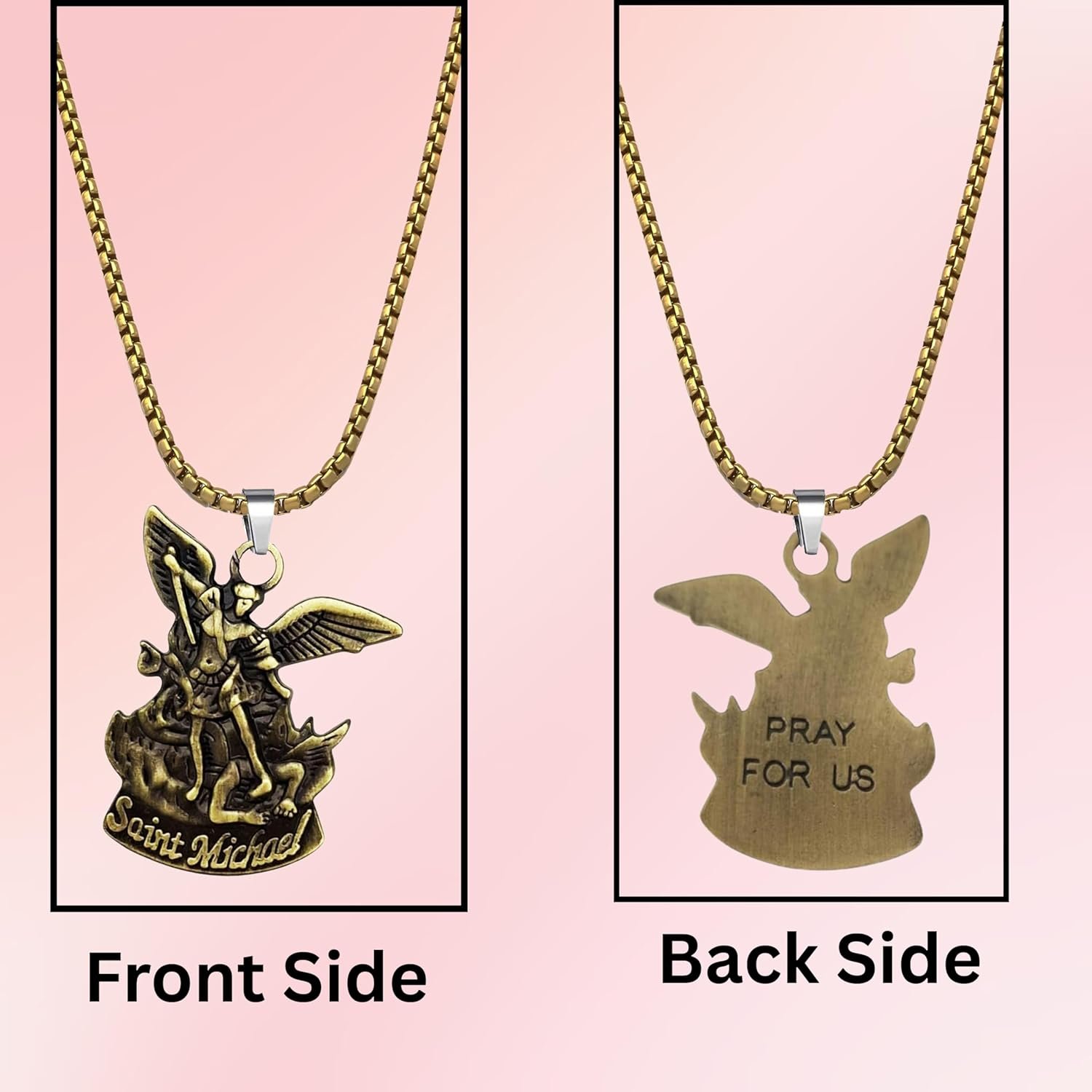 M Men Style St. Michael Archangel Locket | Christian Catholic Religious Necklace | Spiritual Protection Gift Copper - Image 7