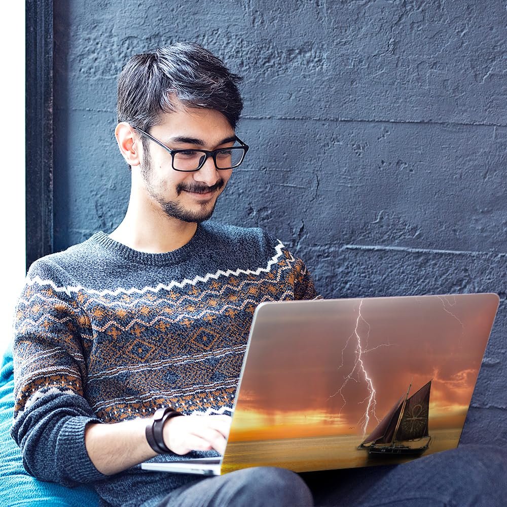 Boat in Storm Top+Wrist Pad Vinyl Laptop Skin/Sticker/Cover Upto 15.6 Inches Laptops Laminated-Removable-HD Quality Compatible for Hp-Dell-Sony-Lenovo-Asus etc.(15x10 Inches) - Image 5