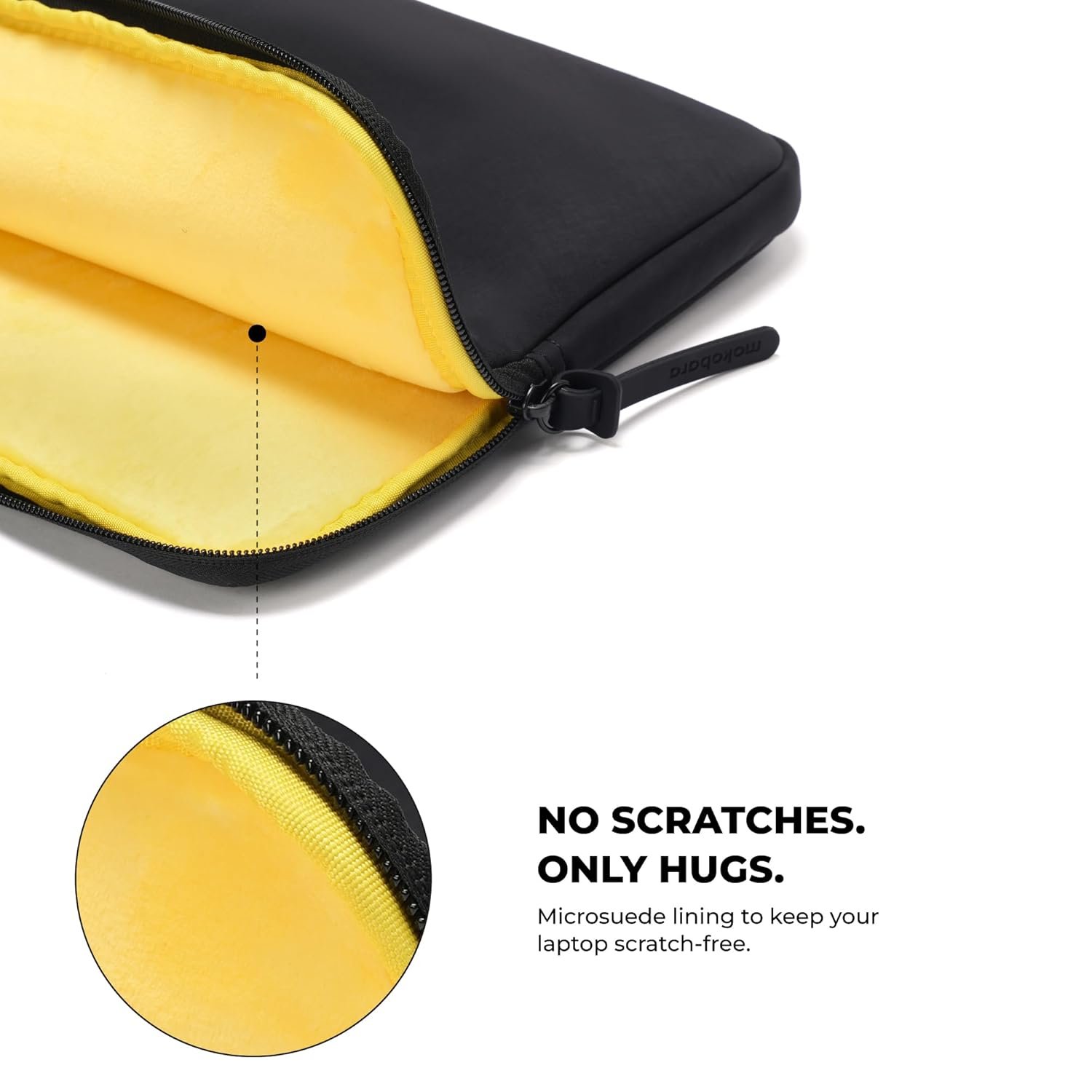 MOKOBARA Aisle Laptop Sleeve | Small | Aerology Nylon | Compatible with 14" Laptops/MacBook | Lightweight Sleeve with Soft Microsuede Lining & Premium Zip Closure | Money Moves (Black) - Image 4