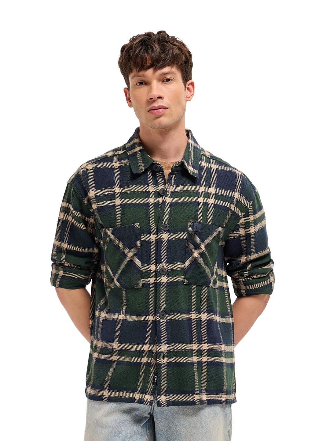 The Bear House Men's Checked Relaxed Fit Shirt