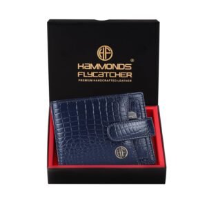 HAMMONDS FLYCATCHER Wallet for Men Leather Original, Mens Wallet, Leather Wallets for Men Stylish, Bi-Fold Wallets for Man, 5 Card Slots, Easy Access Card Slots, Coin Pocket, Gift for Mens – Croc Blue