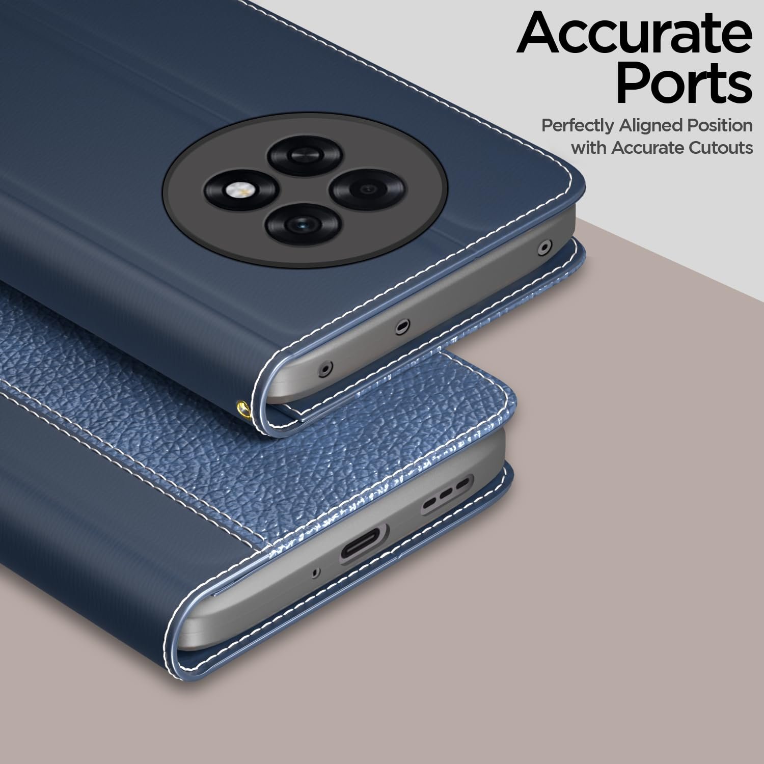 Pikkme Flip Cover for Oppo F31 Pro Plus 5G | Leather Finish | Wallet Stand and Shock Proof | Complete Protection Flip Case (Blue) - Image 2