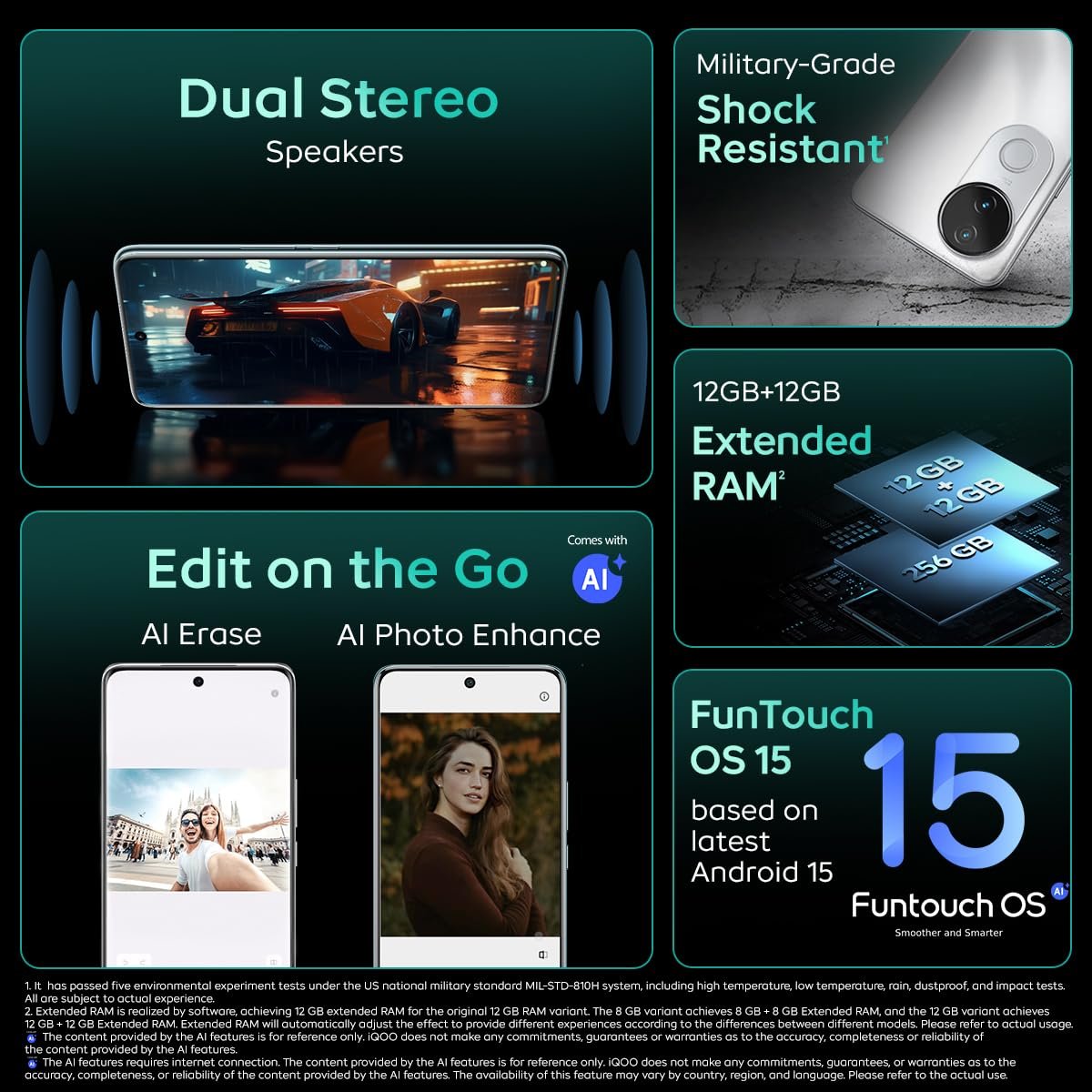 iQOO Z10R 5G (Aquamarine, 8GB RAM, 128GB Storage) | 32MP 4K Selfie Camera | Quad-Curved AMOLED Display | Dimensity 7400 Processor with 750K+ AnTuTu - Image 6