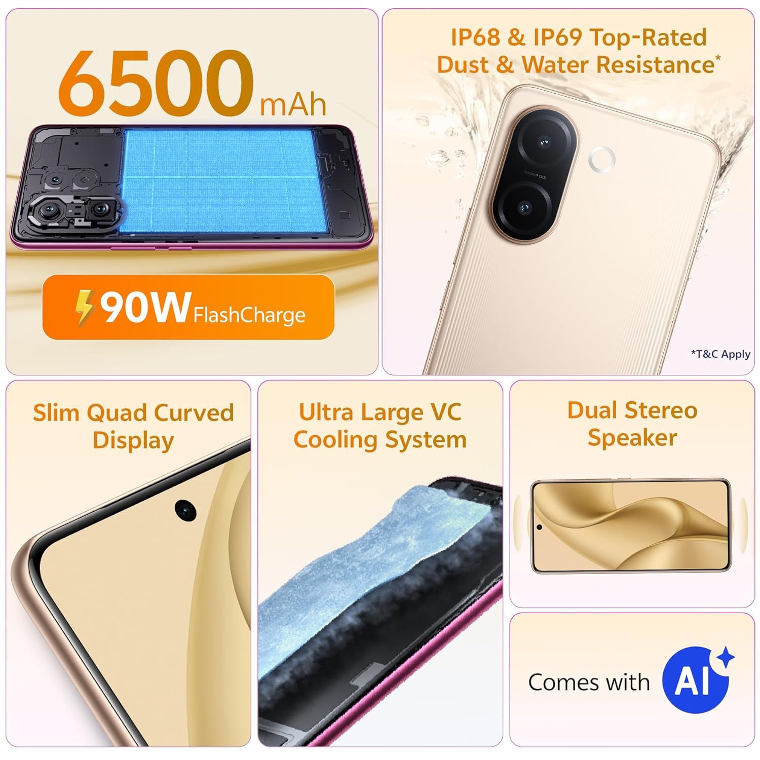 vivo V60e 5G (Noble Gold, 8GB RAM, 256GB Storage) with No Cost EMI/Additional Exchange Offers - Image 8