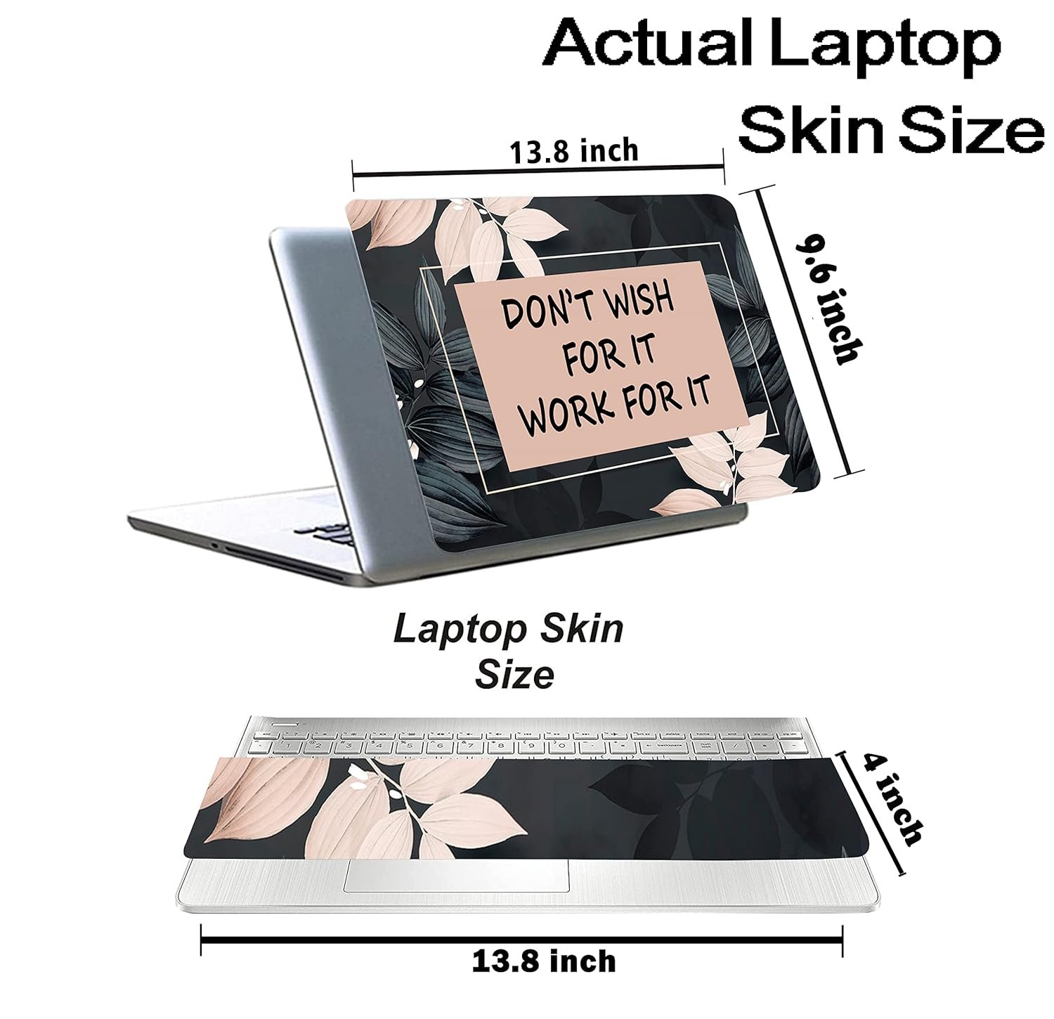 Floral D24 Top+Wrist Pad Vinyl Laptop Skin/Sticker/Cover for 14 Inches Laptops Laminated-Removable-HD Quality Compatible for Hp-Dell-Sony-Lenovo-Asus etc.(13.8x9.6 Inches) - Image 3