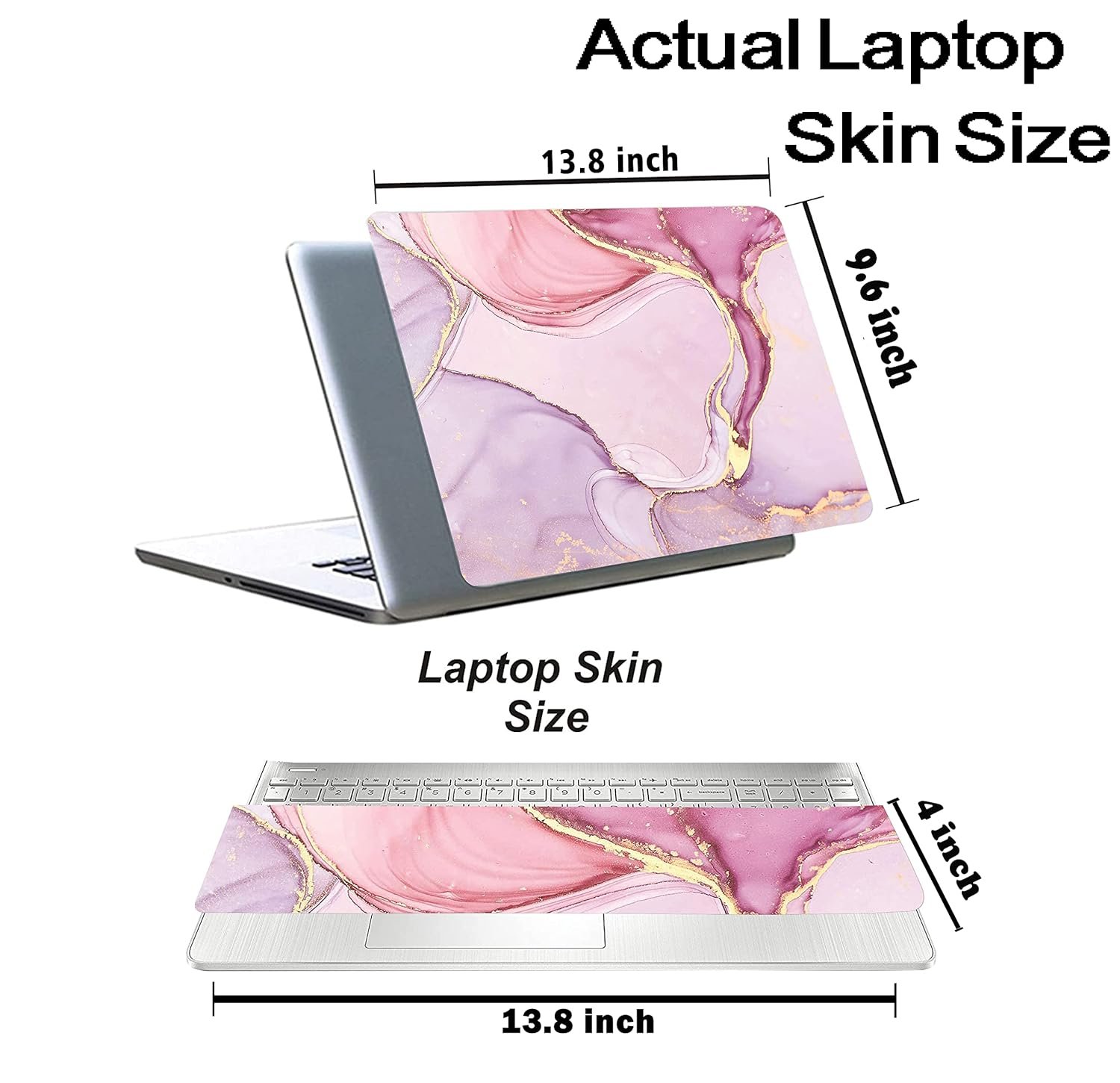 Marbel D4 Top+Wrist Pad Vinyl Laptop Skin/Sticker/Cover for 14 Inches Laptops Laminated-Removable-HD Quality Compatible for Hp-Dell-Sony-Lenovo-Asus etc.(13.8x9.6 Inches) - Image 3