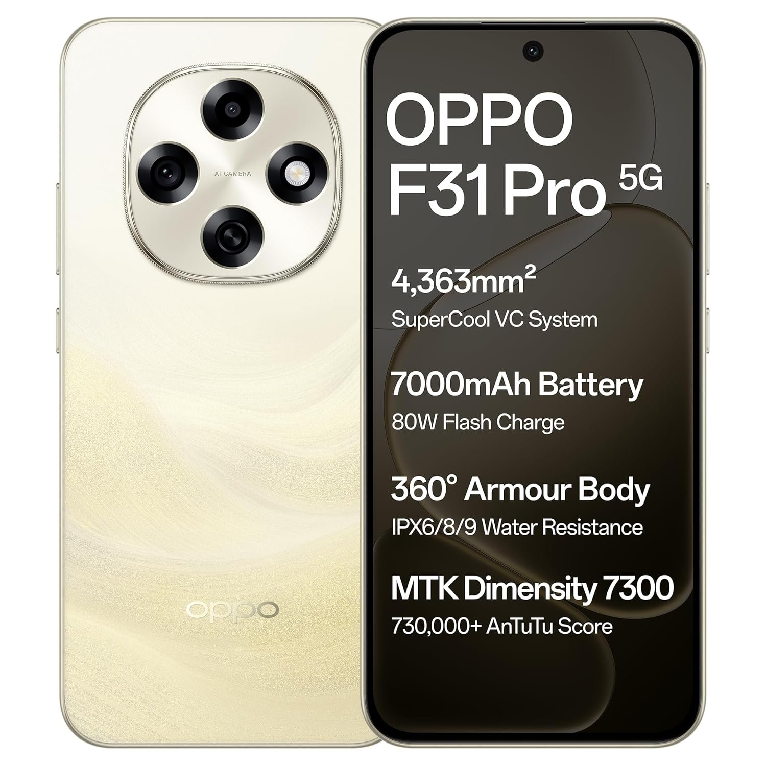 Oppo F31 Pro 5G (Desert Gold, 8GB RAM, 256GB Storage)