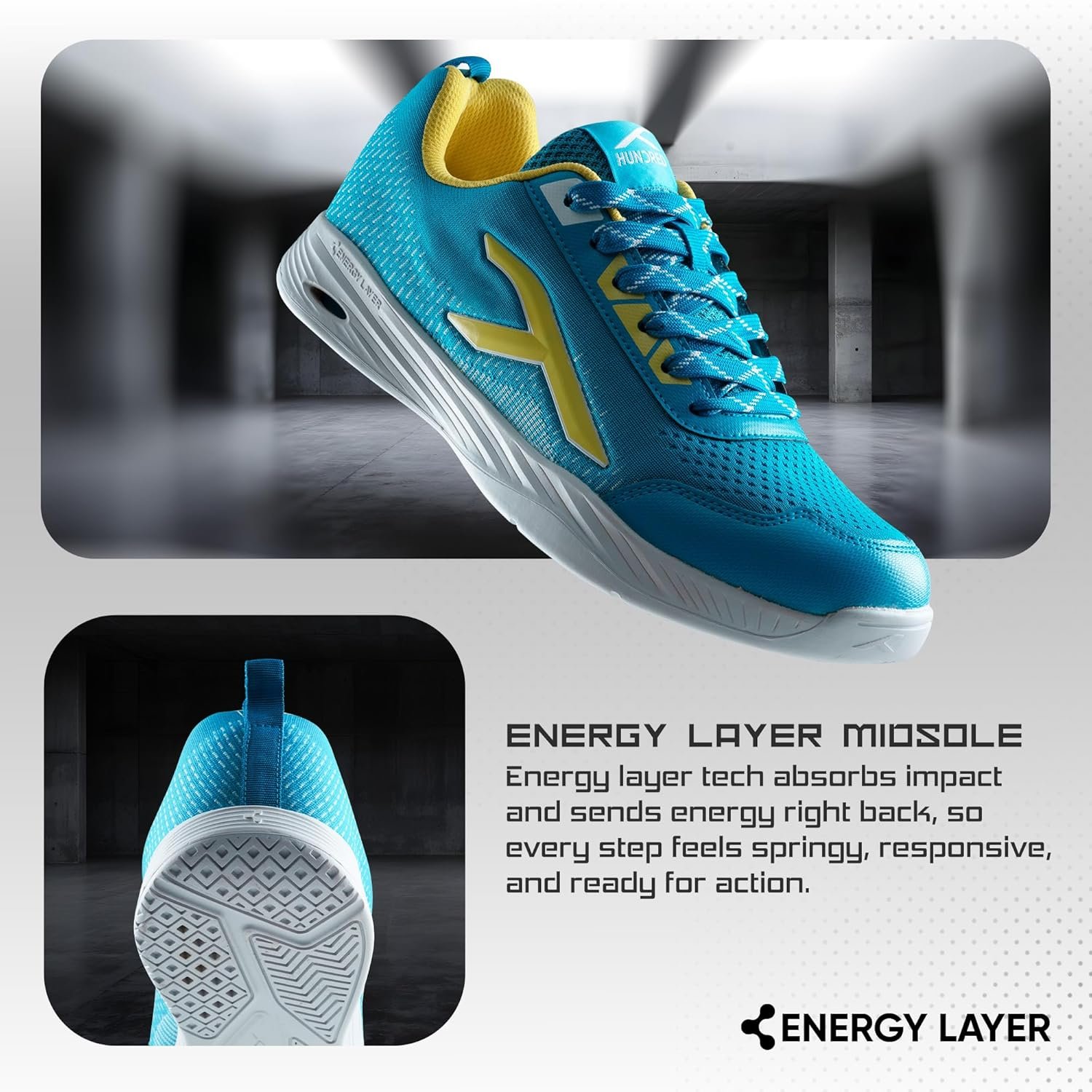 Hundred Court Flyer Non-Marking Badminton Shoes | All Indoor Sports | Lightweight, Breathable & Durable | X-Cushion | Active Grip Sole - Image 6