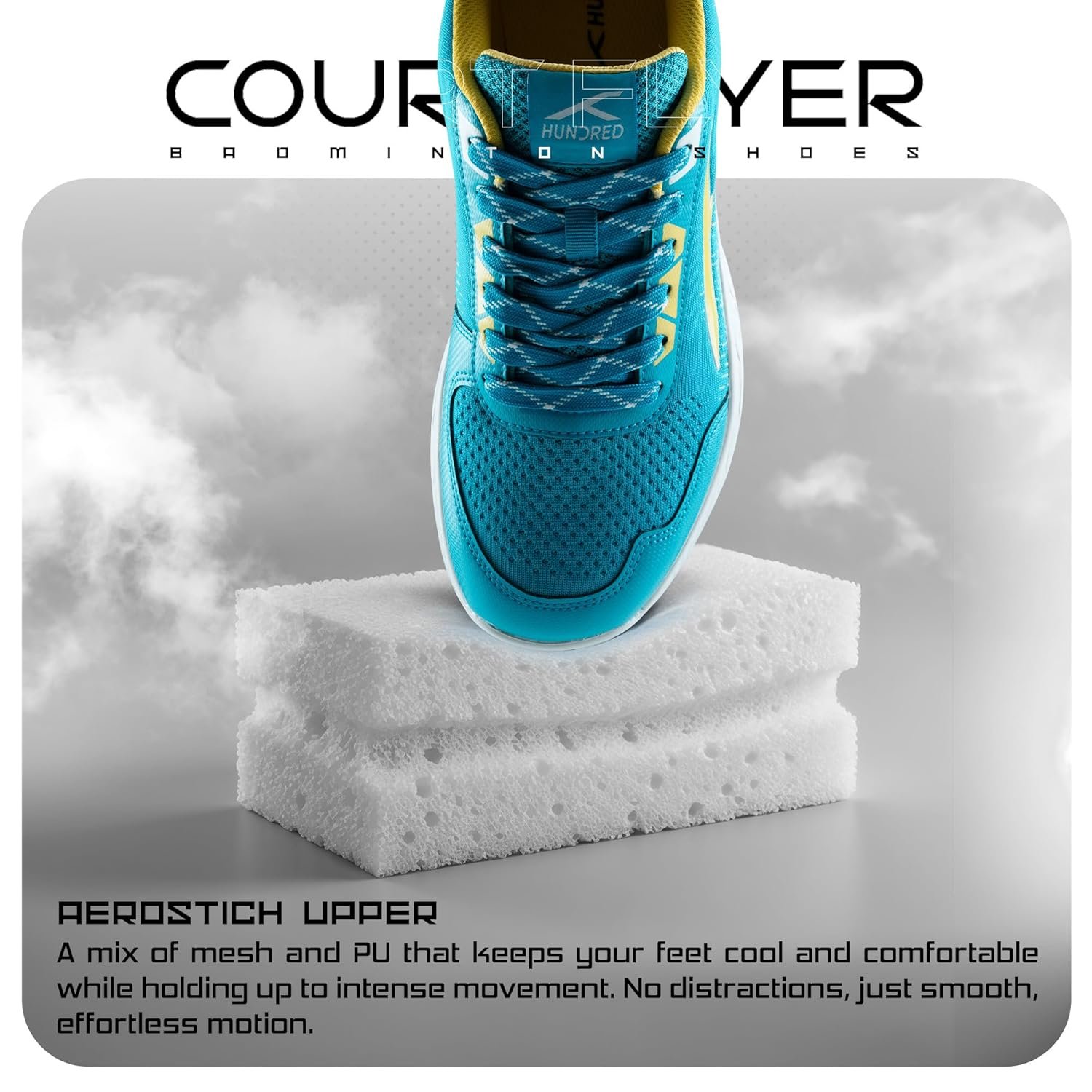 Hundred Court Flyer Non-Marking Badminton Shoes | All Indoor Sports | Lightweight, Breathable & Durable | X-Cushion | Active Grip Sole - Image 4