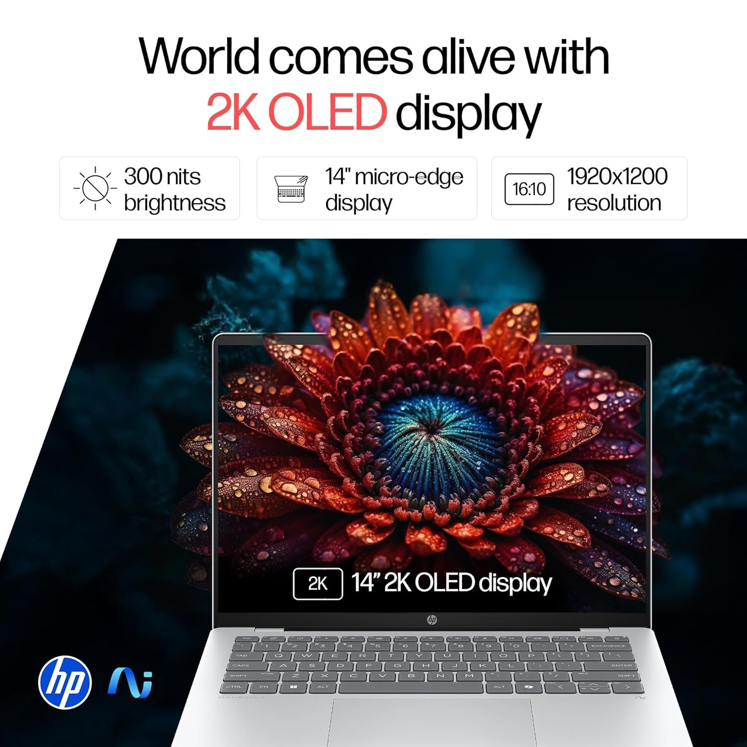 HP OmniBook 5 OLED (Previously Pavilion), Snapdragon X Processor (16GB LPDDR5x, 512GB SSD) 2K, 14''/35.6cm, Win11, M365 Basic(1yr)* Office24, Silver, 1.35kg, he0014QU, Light-Weight, Next-Gen AI Laptop - Image 6