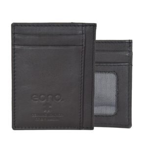 Amazon Brand – Eono Chicago Genuine Leather Front Pocket Minimalist RFID Blocking Multiple Card Case Holder for Men Easy Access ID Window Ultra Strong Stitching