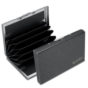 Storite 6 Slots RFID Protected Metal Credit Card Holder Wallet for Men & Women (Black-Matt Finish-9.5 x 6.5 x 1.3 cm)
