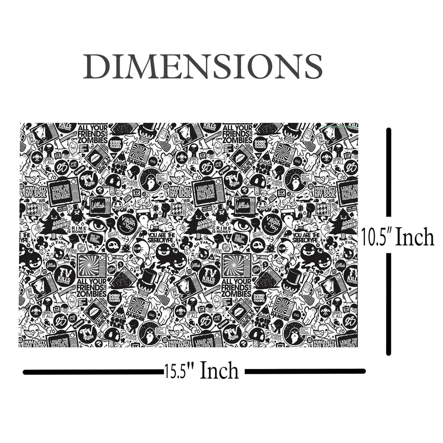 Laptop Skin Stickers Bubble-Free HD Quality Sticker for Laptops Upto 15.6" Compatible with Apple/Dell/HP/Lenovo/Acer/Asus/Sony (Dustproof|Waterproof|Scratchproof|Reusable) - BW Doodle - Image 3