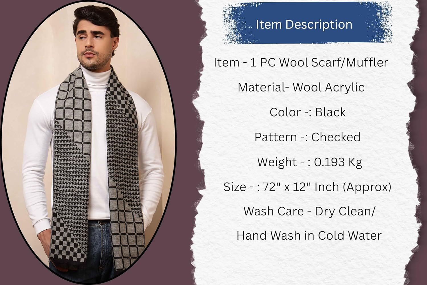 Ravaiyaa - Attitude is everything Men's Reversible Stripe Pattern Winter Wool Scarf, Muffler 72"x12" Inch - Image 9