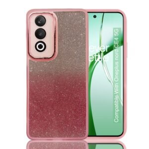 KC Back Cover for OnePlus Nord CE4 5G – Gardient Glitter Sheet Soft Silicone Transparent Case with Camera Protection, Camera Lens Protector (Pink)