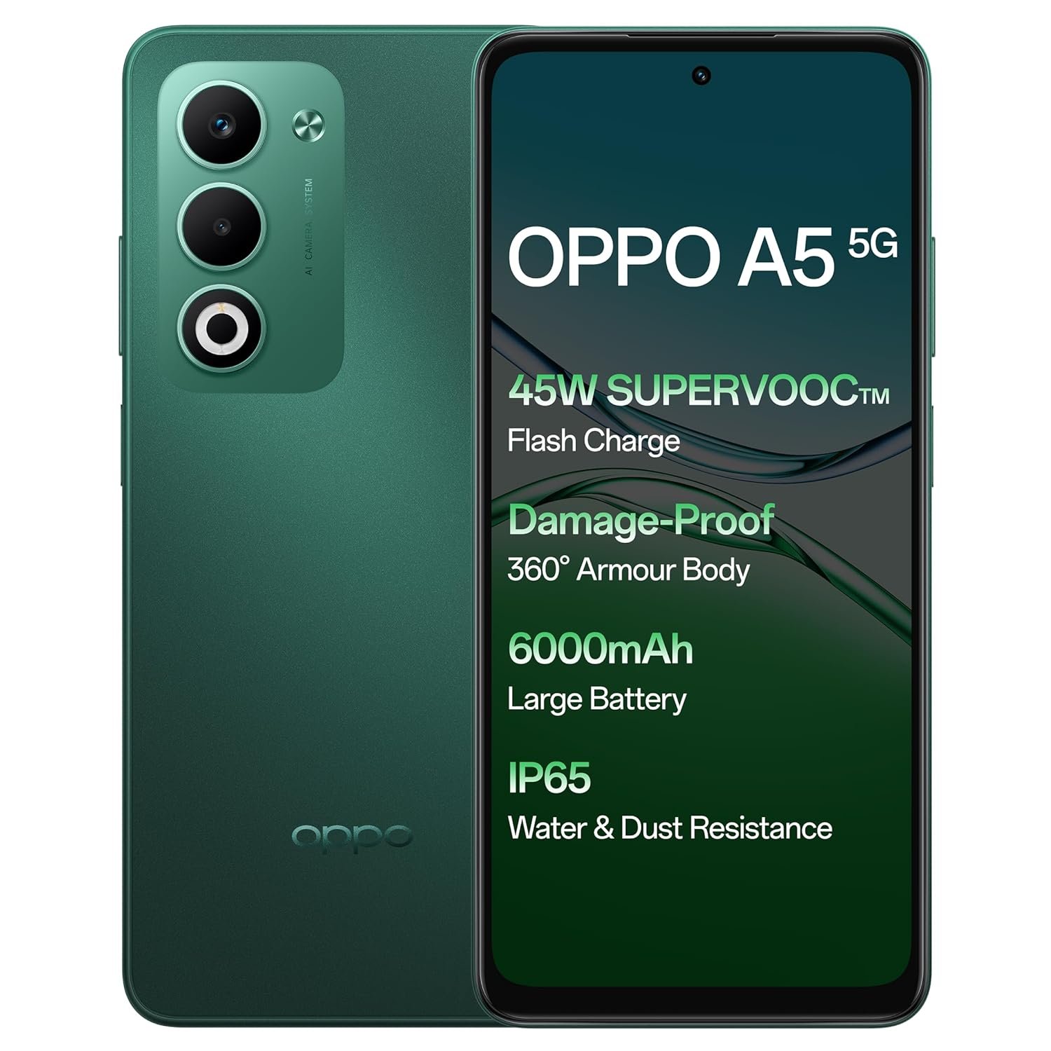 OPPO A5 5G (Aurora Green, 8GB RAM, 128GB Storage) with No Cost EMI/Additional Exchange Offers