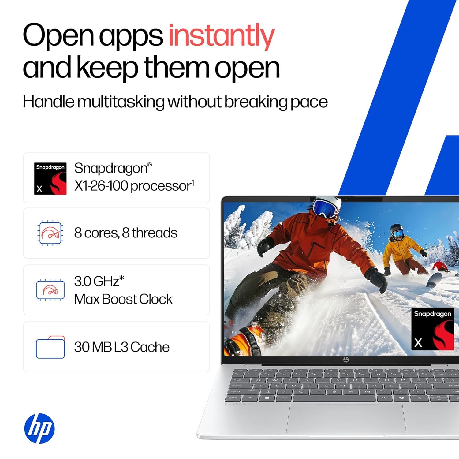 HP OmniBook 5 OLED (Previously Pavilion), Snapdragon X Processor (16GB LPDDR5x, 512GB SSD) 2K, 14''/35.6cm, Win11, M365 Basic(1yr)* Office24, Silver, 1.35kg, he0014QU, Light-Weight, Next-Gen AI Laptop - Image 5