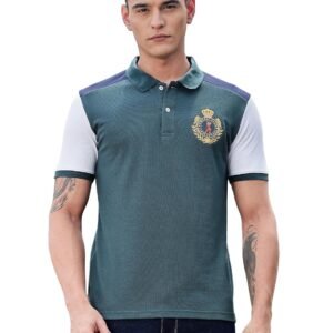 Thomas Scott Men’s | Solid | Polo Neck | Polyester Blend | Knitted | Button Closure | Ribbed Shorts Sleeve | Regular Fit | Tshirt for Men