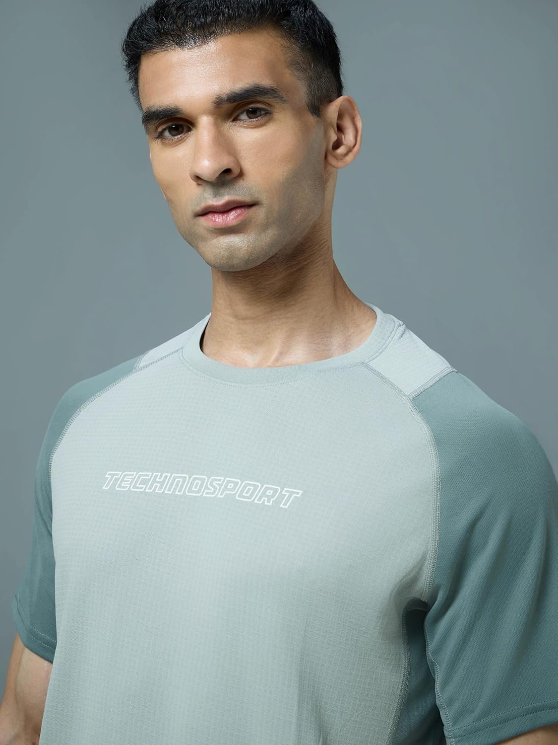 TECHNOSPORT Mens Slim Fit Color Block Crew Neck Half Sleeve T-Shirt with Technocool+, Quick Dry for Gym, Workout, Sports & Regular Use - Image 3