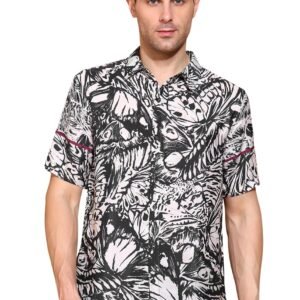 Yash Gallery Men Polyester Wrinkle-Free Floral Print Short Sleeve Regular Shirt