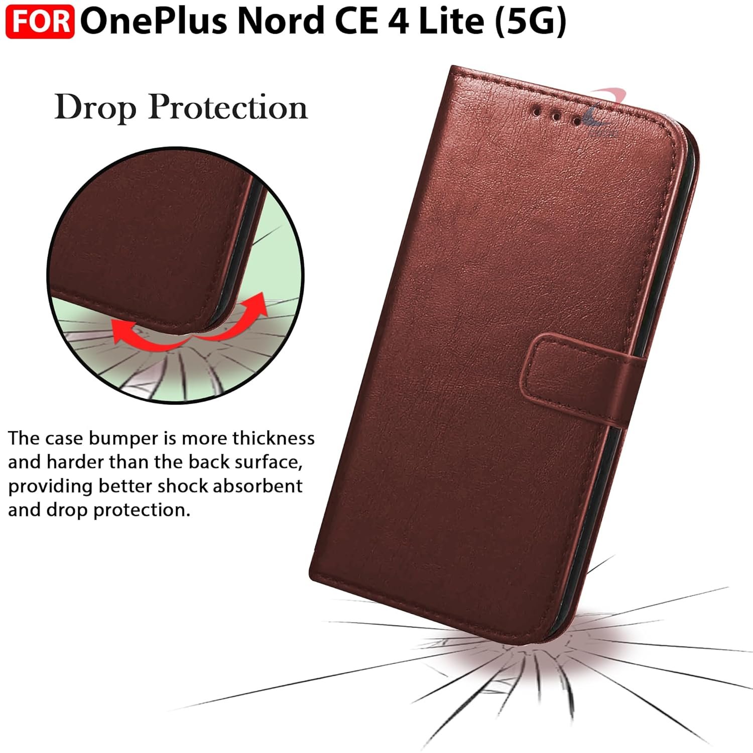 CEDO OnePlus Nord CE 4 lite / CE4 lite (5G) Flip Cover | Leather Finish | Inside Pockets & Inbuilt Stand | Shockproof Wallet Style Magnetic Closure Back Case Flipcover (Brown) - Image 5