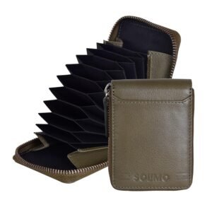 Amazon Brand – Solimo Andrew Genuine Leather RFID Blocking Card Holder Ultra Strong Stitching 10 Card 2 Currency Holder 1 ID Window for Men and Women (11.5CM X9.5CM)