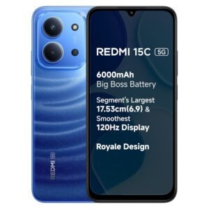 REDMI 15C 5G Moonlight Blue 4GB + 128GB | Royale Design | Massive 6000mAh Battery | Segment’s Largest Display 17.53cm Up to 120Hz | MediaTek Dimensity 6300 | 33W Fast Charging | 50MP AI Dual Camera