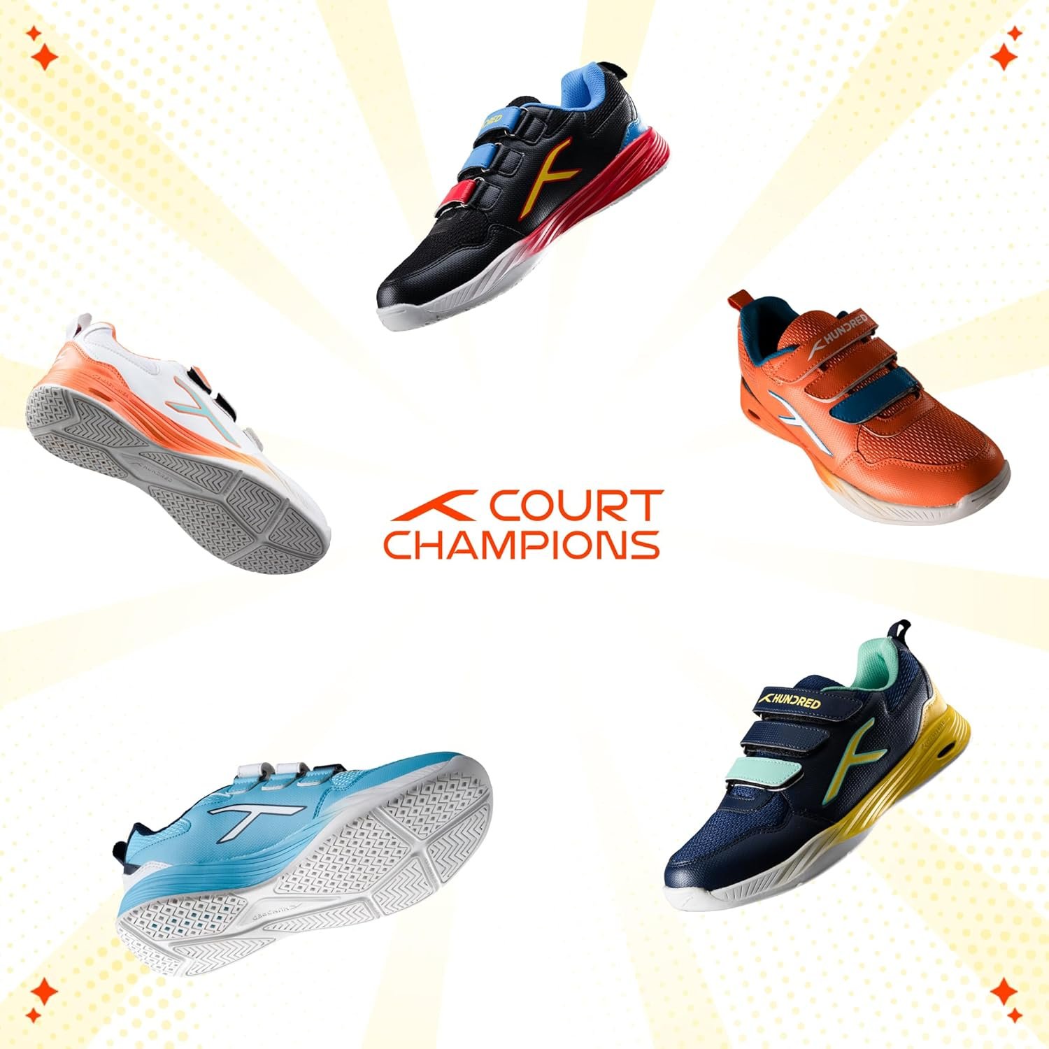 Hundred Court Champions Unisex Non-Marking Court Shoes | Badminton, Pickleball, Table Tennis & Other Indoor Sports | Lightweight, Cushioned GripNavy/Yellow/Green ; UK 5 - Image 6