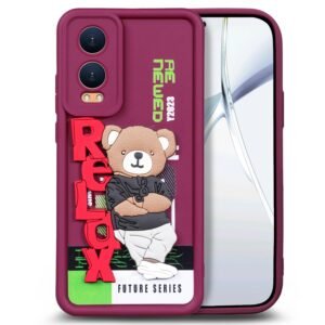 Enflamo for Oneplus Nord CE4 lite 5G Case Matte Back Silicone Cover 3D Designed | Camera Bump Protection (Maroon)