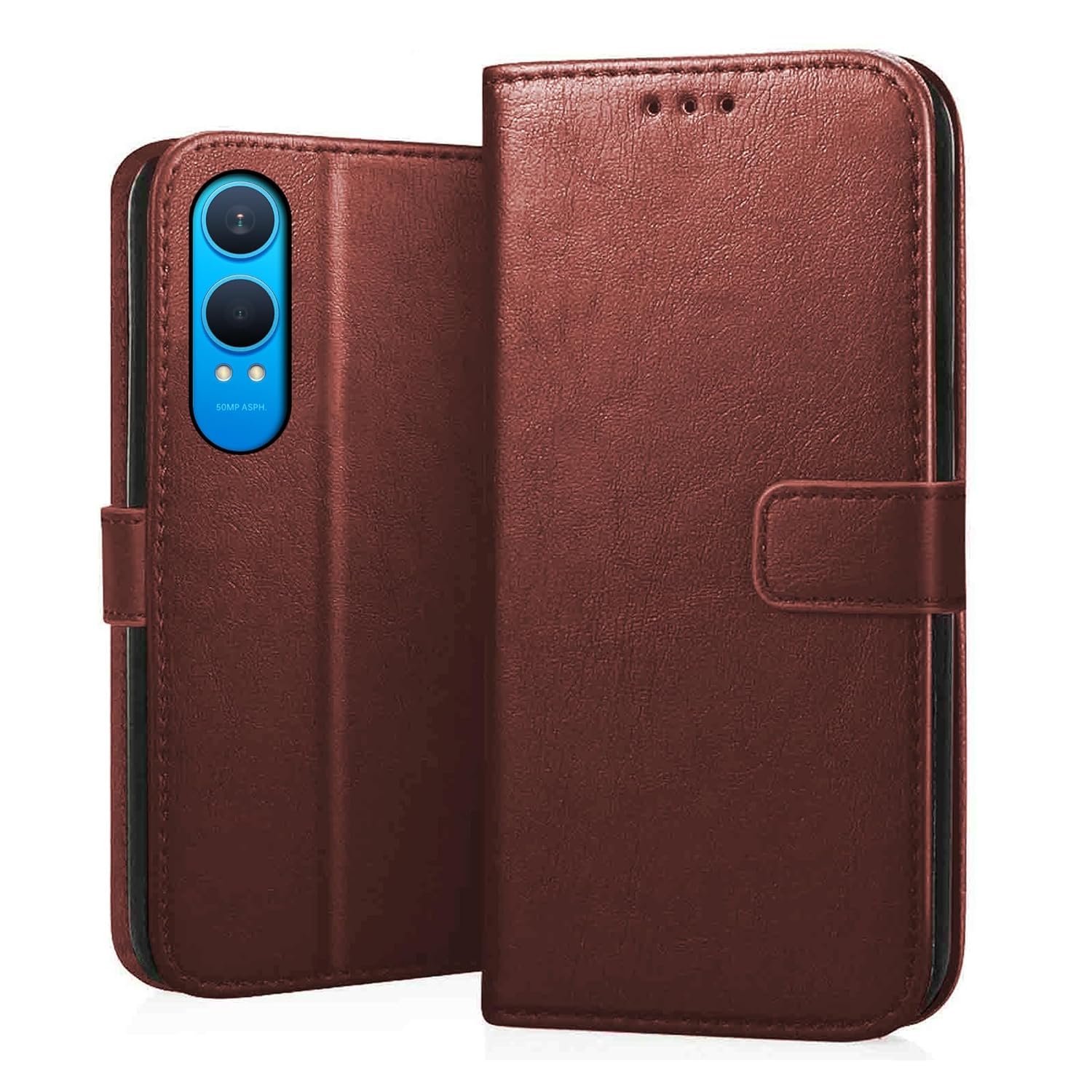 CEDO OnePlus Nord CE 4 lite / CE4 lite (5G) Flip Cover | Leather Finish | Inside Pockets & Inbuilt Stand | Shockproof Wallet Style Magnetic Closure Back Case Flipcover (Brown)