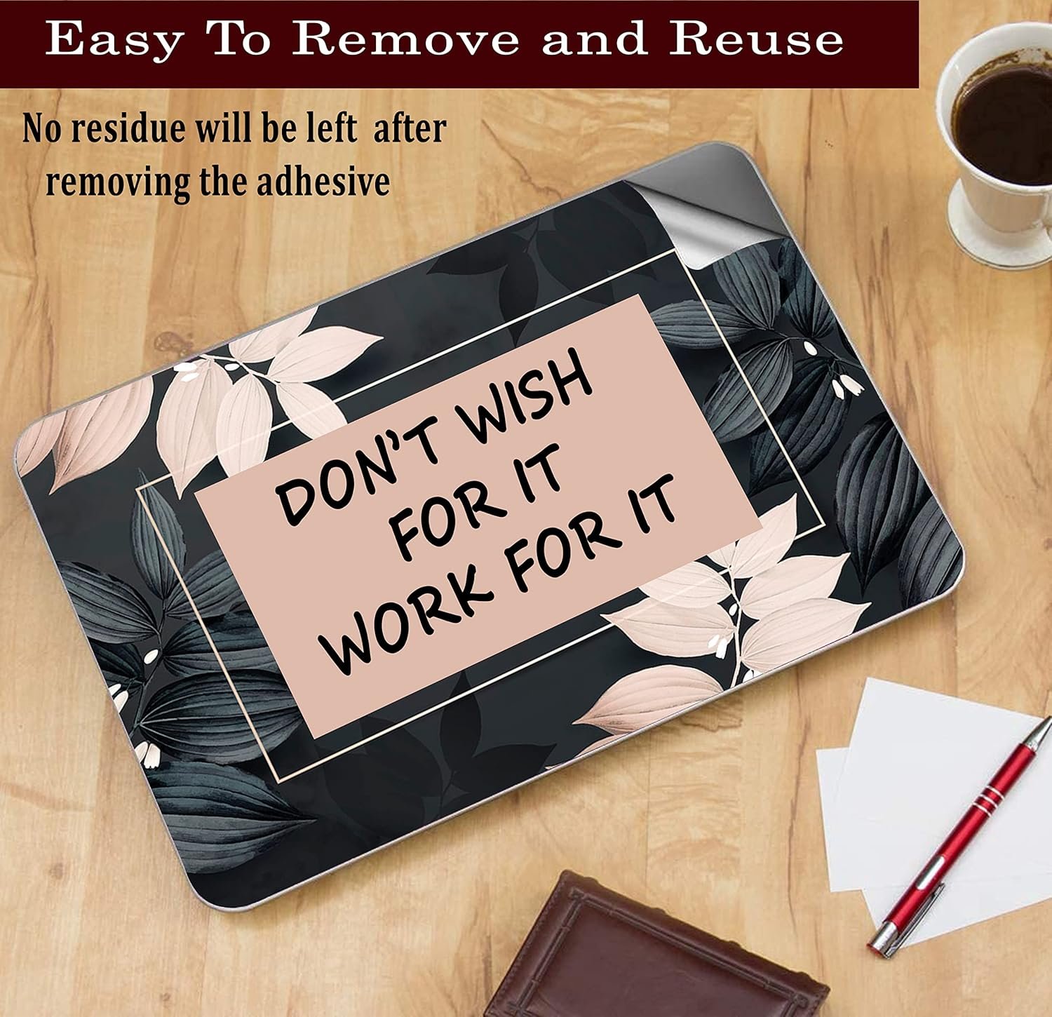 Floral D24 Top+Wrist Pad Vinyl Laptop Skin/Sticker/Cover for 14 Inches Laptops Laminated-Removable-HD Quality Compatible for Hp-Dell-Sony-Lenovo-Asus etc.(13.8x9.6 Inches) - Image 4