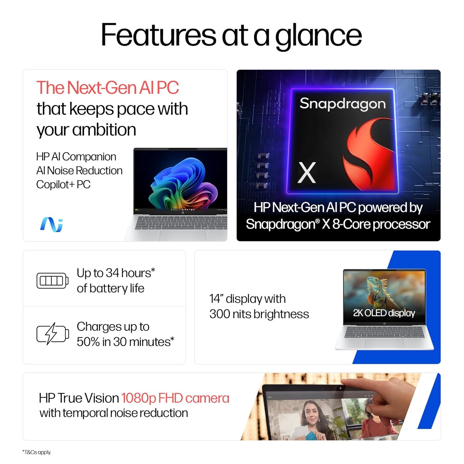 HP OmniBook 5 OLED (Previously Pavilion), Snapdragon X Processor (16GB LPDDR5x, 512GB SSD) 2K, 14''/35.6cm, Win11, M365 Basic(1yr)* Office24, Silver, 1.35kg, he0014QU, Light-Weight, Next-Gen AI Laptop - Image 2