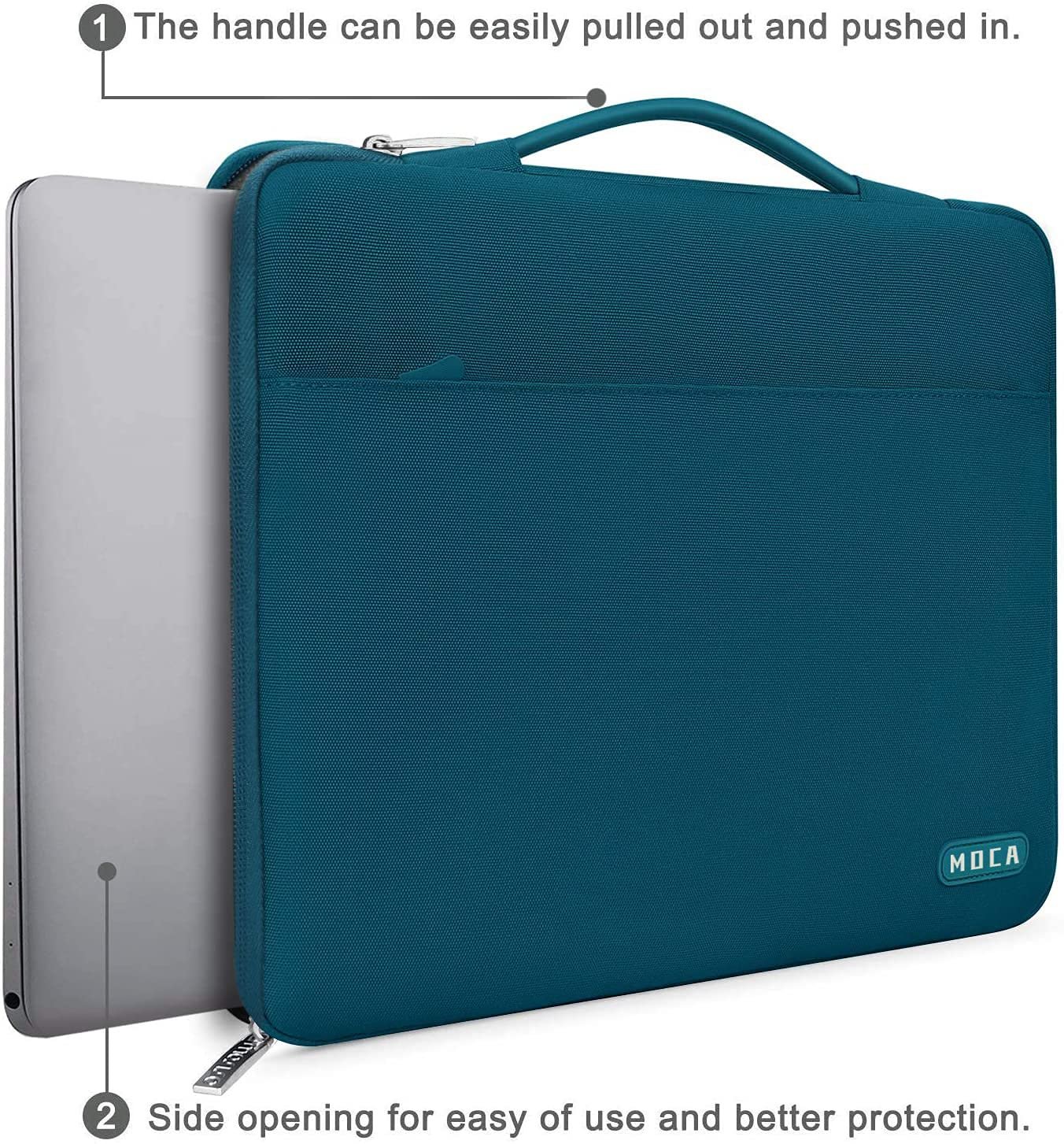 MOCA 360 Protective Laptop Sleeve Compatible for Laptops MacBook Pro 16 inches, 15 15.4 15.6 inches Dell HP ASUS Acer Samsung Sony Chromebook, Polyester Bag with Trolley Belt (Deep Teal, 16 inches) - Image 6