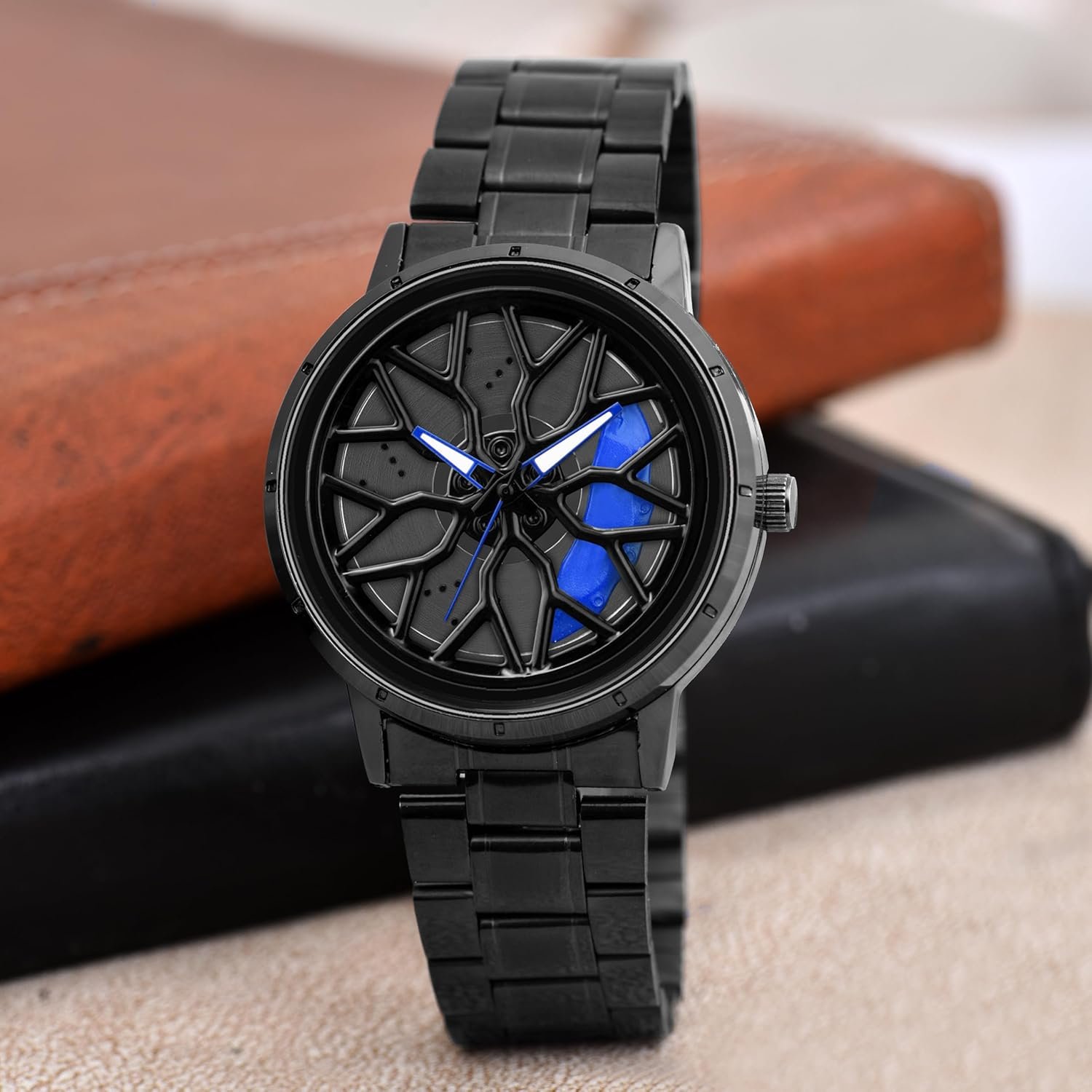 Shocknshop RevolveX Rotating Hollow Wheel Hub Creative Fashion Analog Quartz Stainless Steel Wrist Watch for Men Boys -WCH365 - Image 5