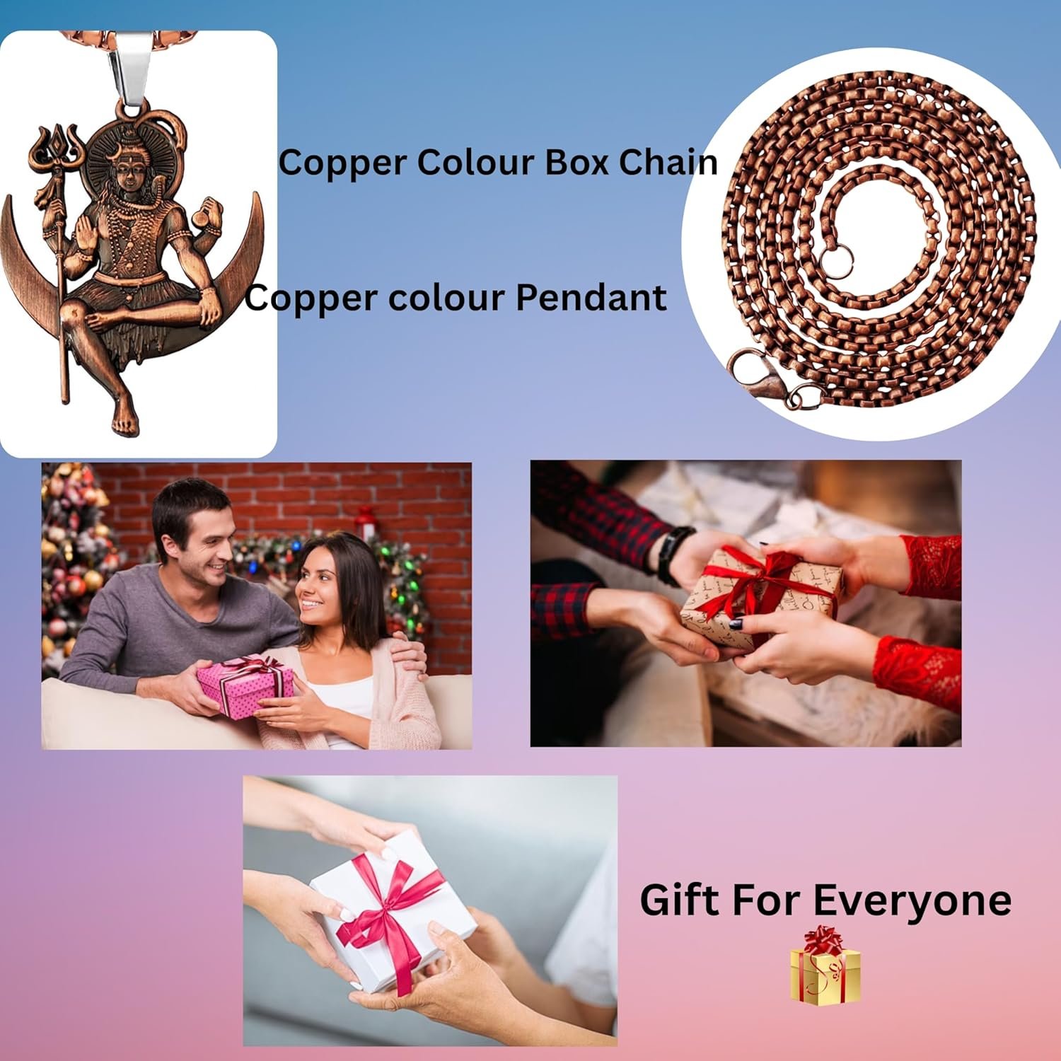 M Men Style Solid Brass Lord Shiva Pendant Necklace With 22 Inch Box Stainless Steel Chain - Hindu God Amulet for Protection & Devotion-Mahadev Amulet Jewelry for Men & Women - Image 6