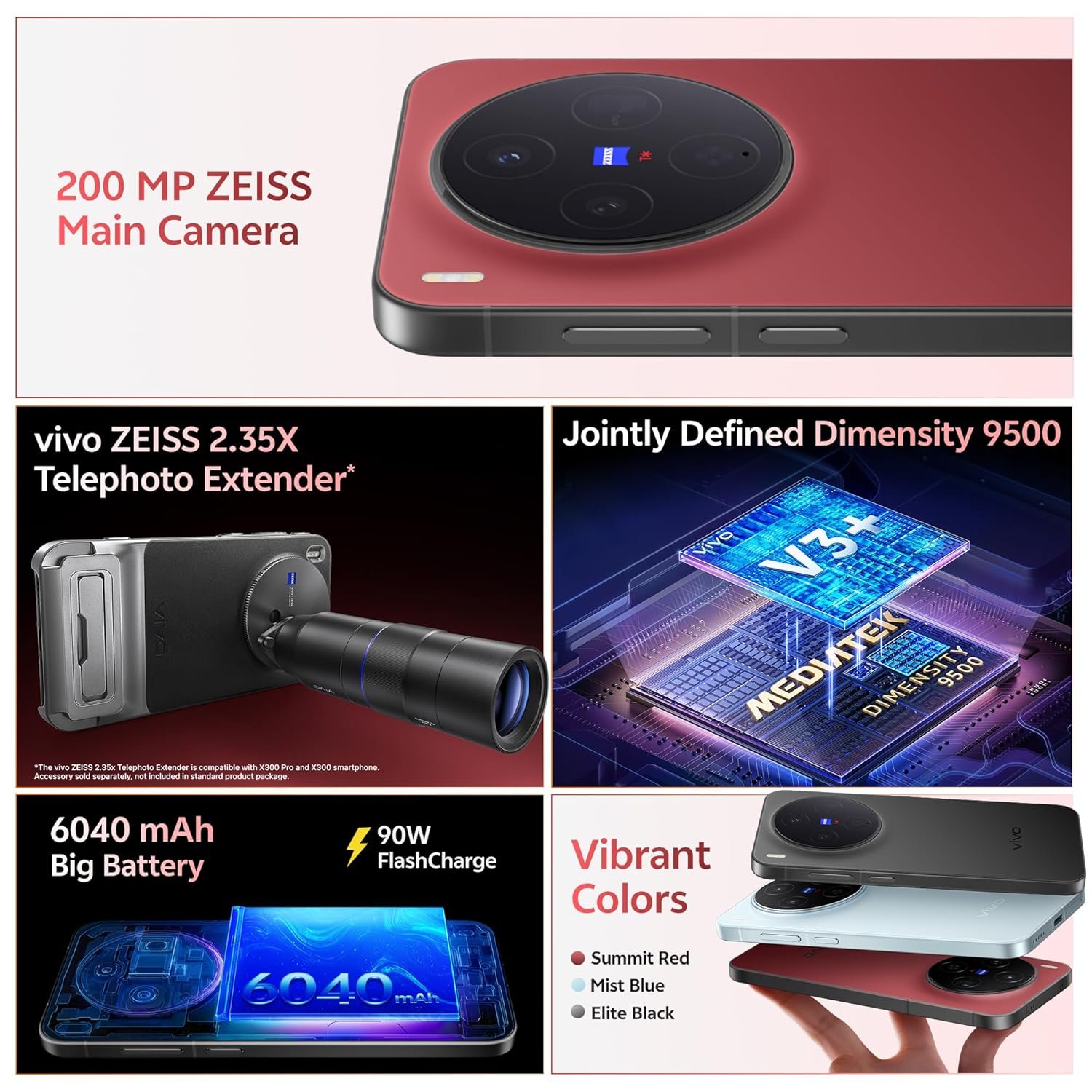 vivo X300 5G (Summit Red, 12GB RAM, 256GB Storage) with No Cost EMI/Additional Exchange Offers - Image 5