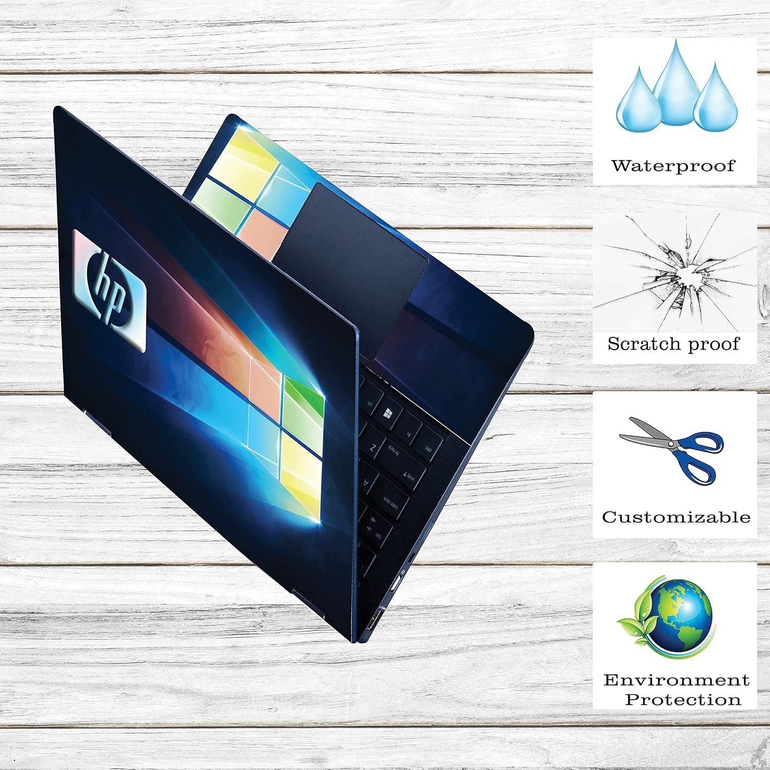 Pattern H2 Top+Wrist Pad Vinyl Laptop Skin/Sticker/Cover for 15 to 15.6 Inches Laptops Laminated-Removable-HD Quality Compatible for Hp.(15x10 Inches) - Image 2