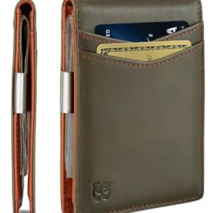 SERMAN BRANDS Money Clip Wallet – Mens Wallets slim Front Pocket RFID Blocking Card Holder Minimalist Mini Bifold (Salted Green Transformer)