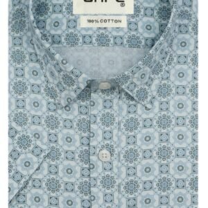 GHPC 100% Cotton Geometric Printed Half Sleeves Regular Fit Formal Shirt for Men